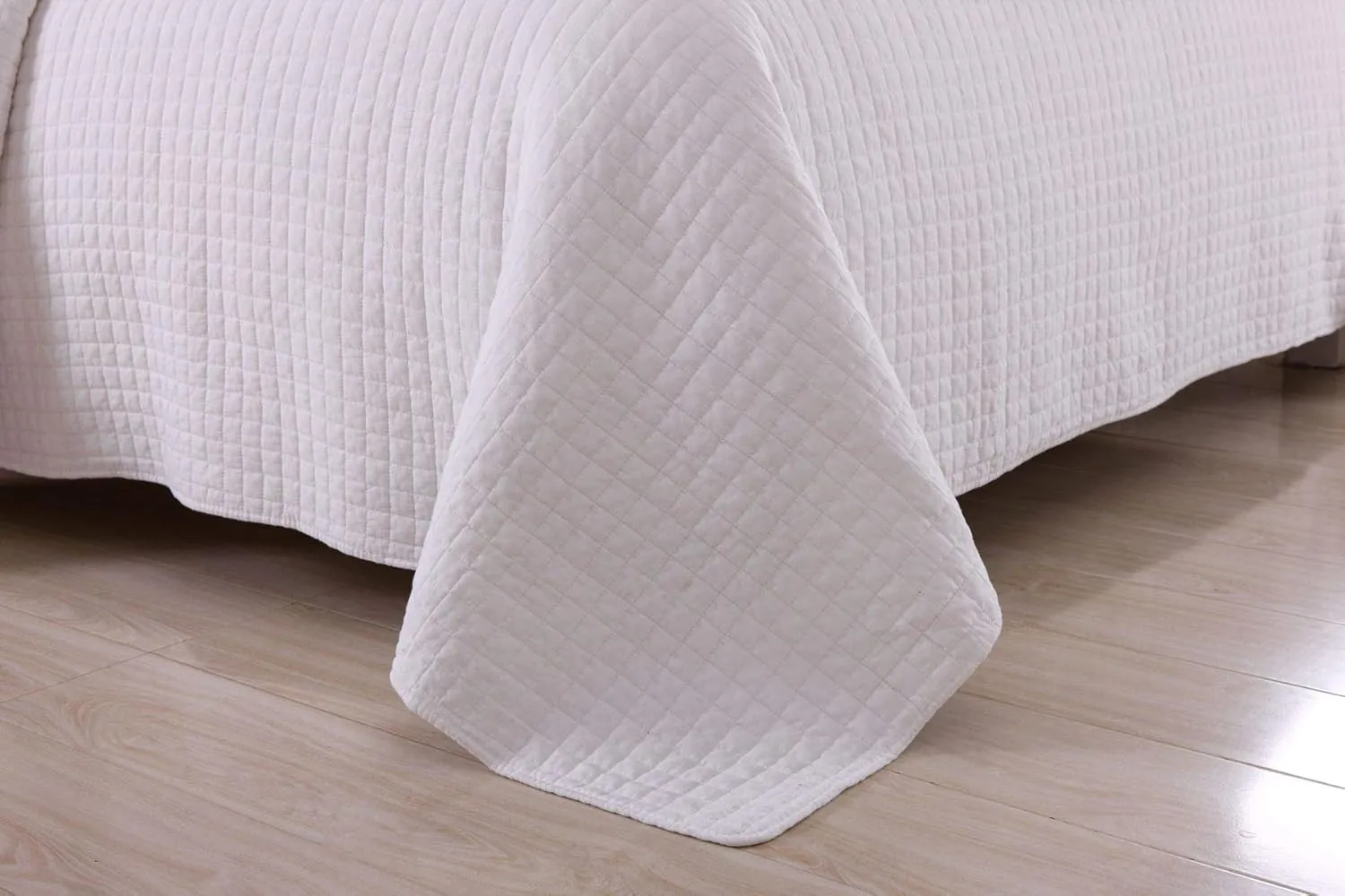 MarCielo 3 Piece 100% White Cotton Quilt Set Lightweight Bedspread Bed Coverlets Comforter Set, Check (King)