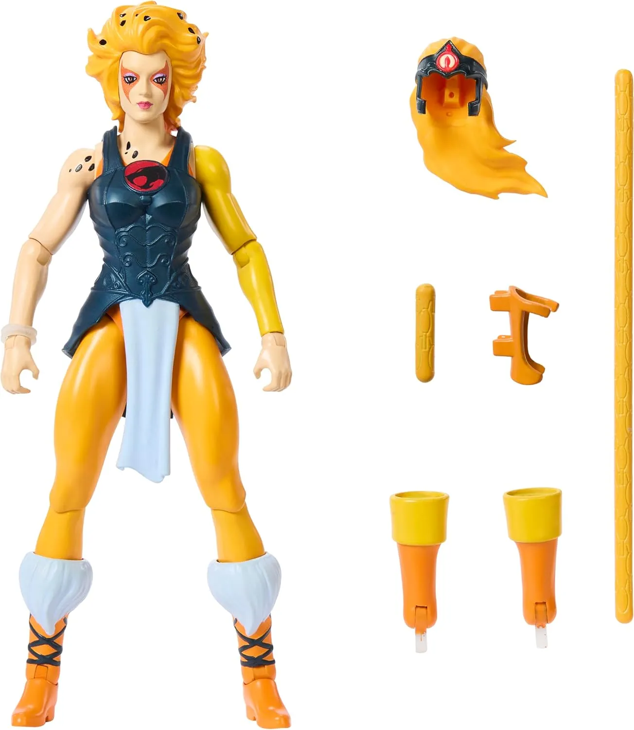 Masters of the Universe Origins & Thundercats Action Figure, Cheetara Toy, 1980s Crossover, 5.5-inch Posable with Removable Armor, Staff & Mini Comic