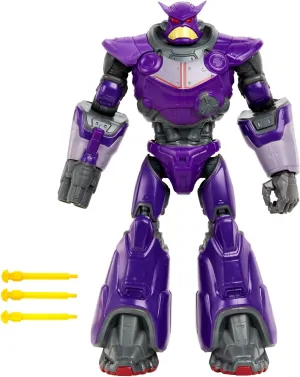 Mattel Disney and Pixar Lightyear Action Figure, Blaster Attack Zurg with Lights, Sounds, Blaster & 3 Projectiles, 12-inch Scale