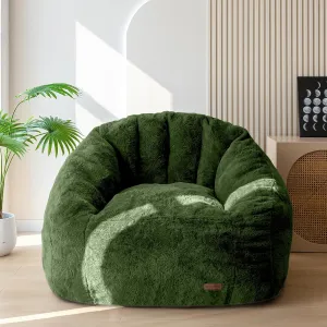 MAXYOYO Giant Bean Bag Chair, Oversized Bean Bag Couch for Adults and Kids, Faux Fur Shell-Shaped Large Chair with Filler, Stuffed Big Accent Sofa Floor Sofa for Gaming, Reading, Green