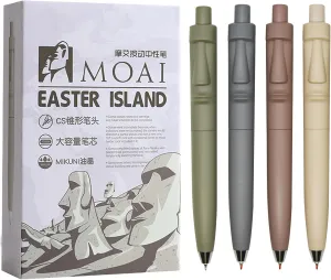 Maydahui 24 PCS Mini Pocket Pen Easter Island Gel Pens Retractable Moai Stone Statue Pen Short Small Pens Fat Round Pen Tremor Parkinson Pens Arthritis Hands Pen Black Ink for School Party Office