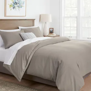 Mayfair Linen King/California King Duvet Cover, 600 Thread Count Sateen 3Pc Egyptian Cotton Duvet Cover Set, 100% Pure Cotton Comforter Cover, 2 Pillow Shams, Zipper Closure, 7 Corner Ties - (Taupe)