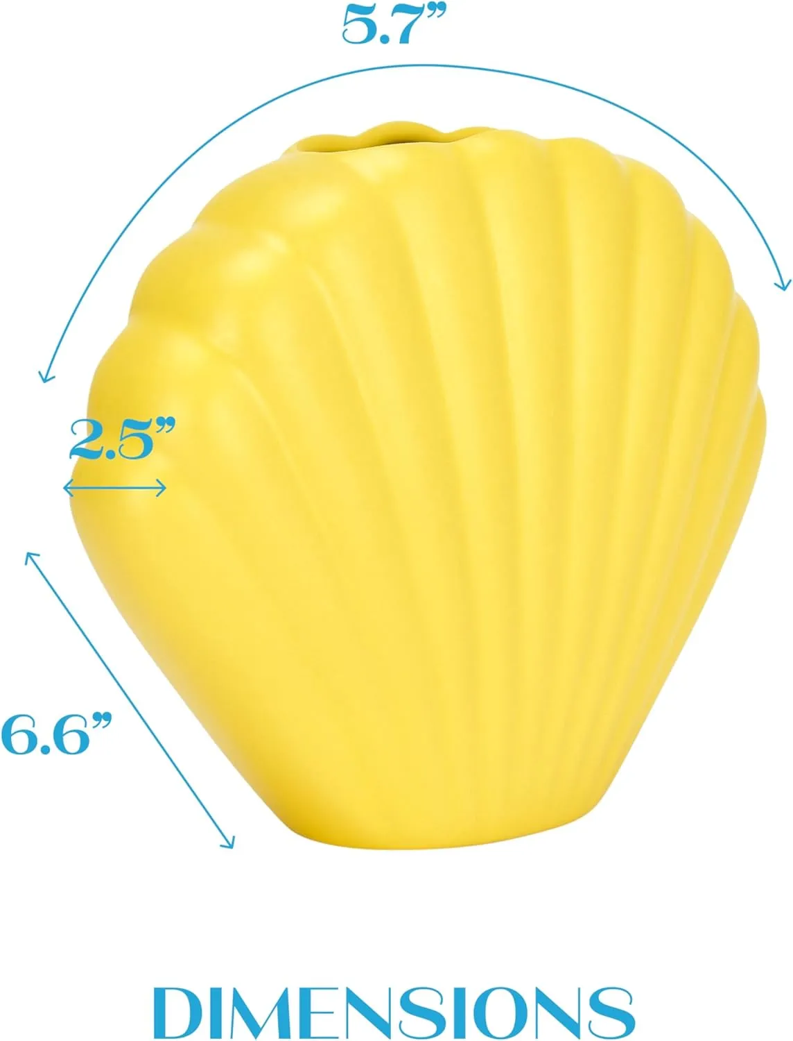 MeantToBe Shell Vases Home Decor - Decorative Vase - Yellow Shell Ceramic Flower Vase - Boho Chic Elegant Vases for Decor - Handmade Craftsmanship - Modern Vase Shell Shape - 6.6" x 5.7" x 2.6"