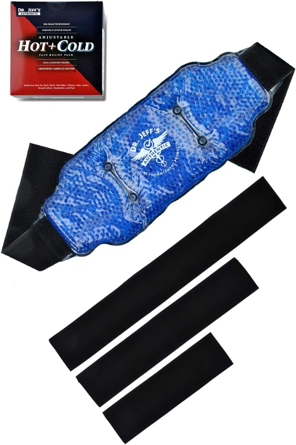 Medical Grade Pain Relief Flexible Ice Pack for Injuries | Dual Sided Soft Plush Hot Pack   Flexible Gel Beads Reusable Ice Pack | Great for Knee, Sciatica, Back,   Neck Pain | Bonus Extension Straps