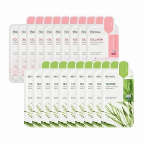 Mediheal Official Collagen & Tea Tree Sheet Mask 20 Sheets Set - Firming and Soothing Duo