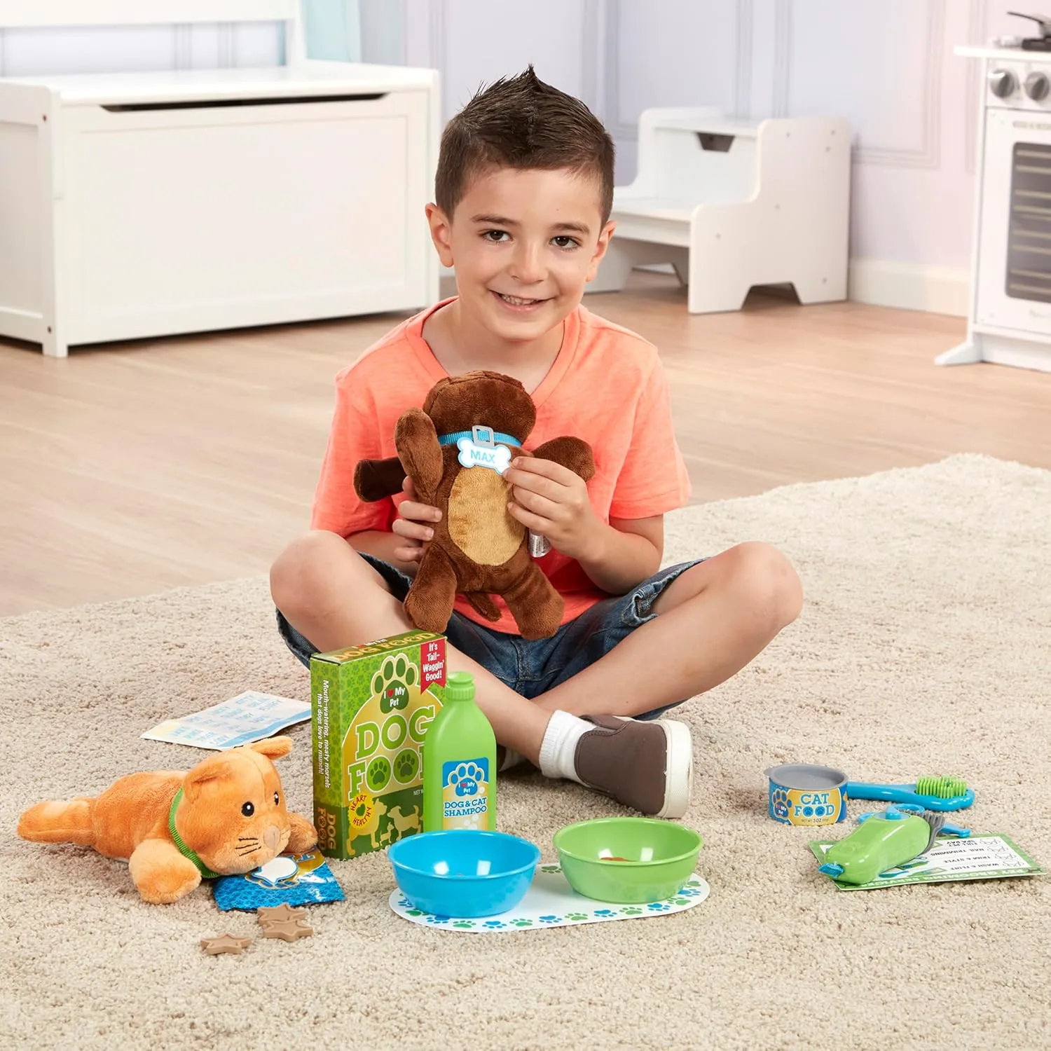Melissa & Doug Feeding and Grooming Pet Care Play Set - Pretend Play Vet Toy Veterinarian Kit For Kids