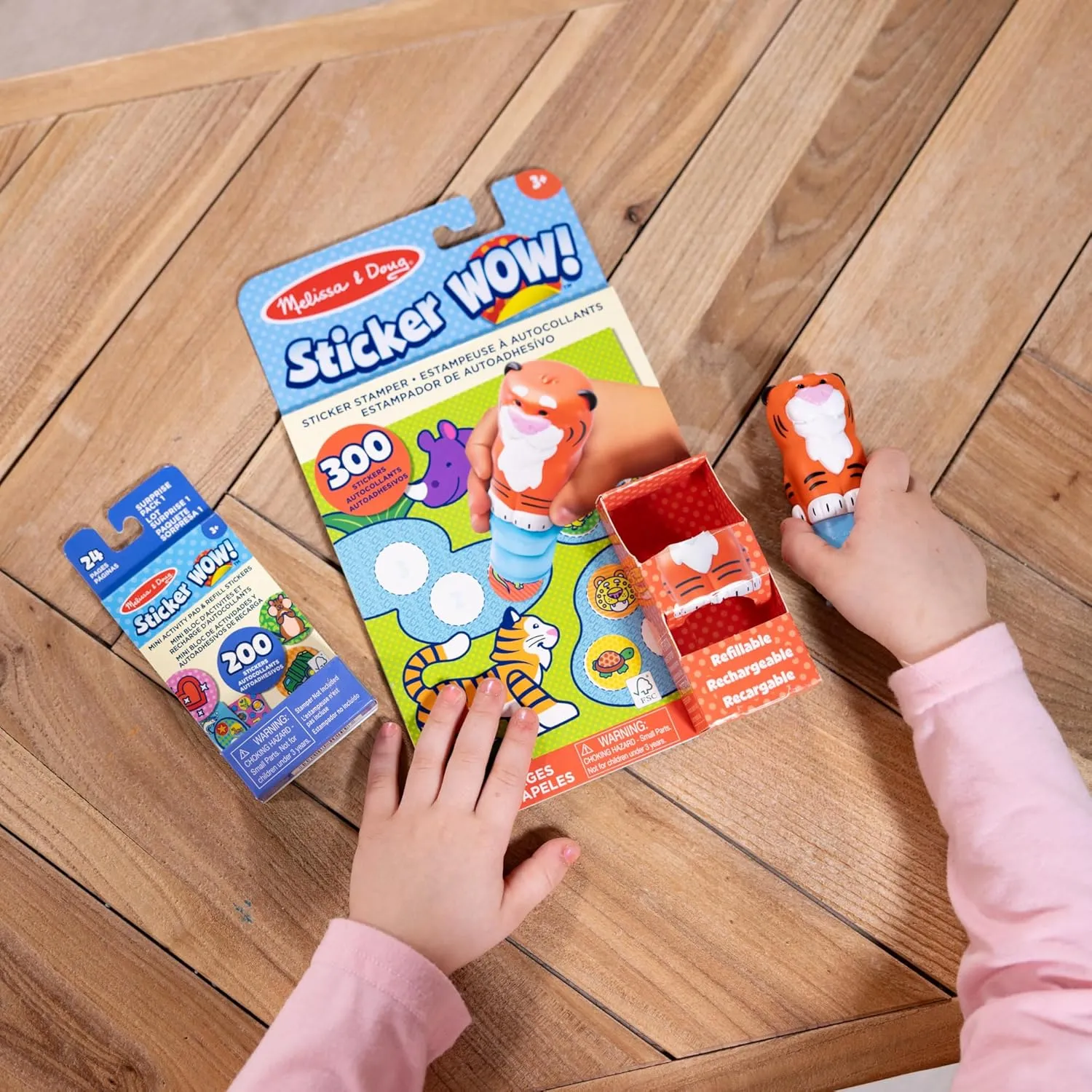 Melissa & Doug Sticker Wow!™ Tiger Bundle: 24-Page Activity Pad, Sticker Stamper, 500 Stickers, Arts and Crafts Fidget Toy Collectible Character