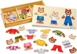 Melissa & Doug Wooden Bear Family Dress-Up Puzzle | Puzzles | Wooden Toy | 3  | Gift for Boy or Girl