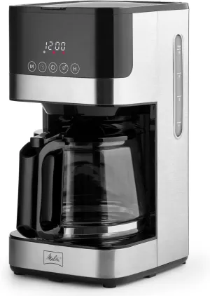 Melitta Aroma Tocco Glass Drip Coffee Maker | Programmable Coffee Machine | Glass Carafe Coffee Pot | 10 Cup Coffee Maker | Glass Touch Control Panel | Stainless Steel accented