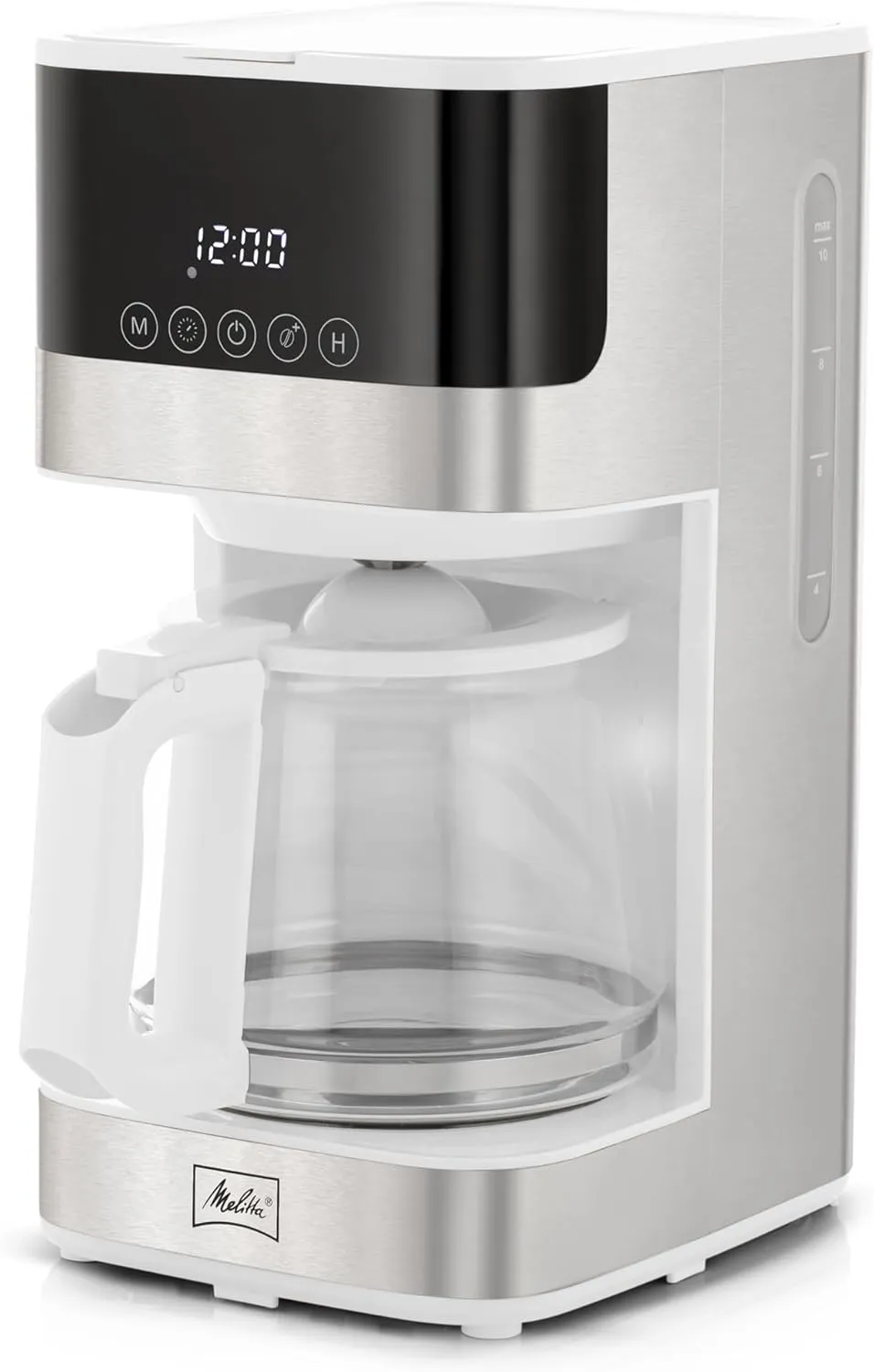 Melitta Aroma Tocco Glass Drip Coffee Maker | Programmable Coffee Machine | Glass Carafe Coffee Pot | 10 Cup Coffee Maker | Glass Touch Control Panel | Stainless Steel accented