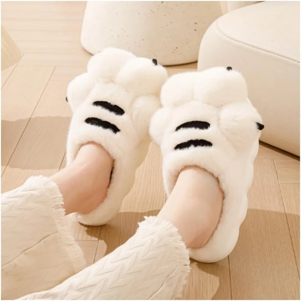 Men's and women's slippers, animal paw slippers, non-slip warm