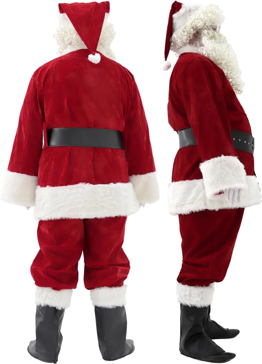 Men's Deluxe Santa Suit 11pc. Christmas Ultra Velvet Adult Santa Claus Costume