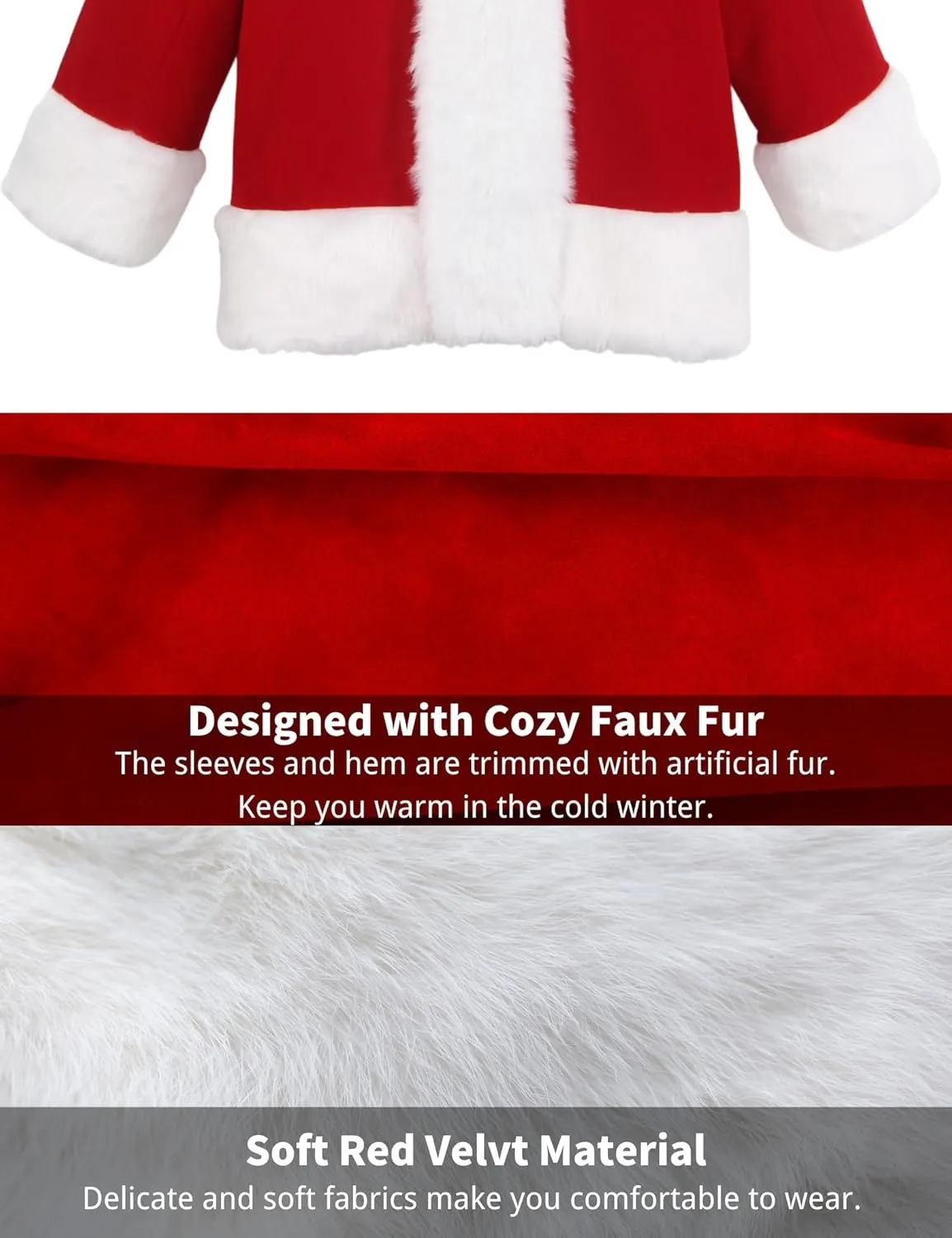 Men's Deluxe Santa Suit 11pc. Christmas Ultra Velvet Adult Santa Claus Costume