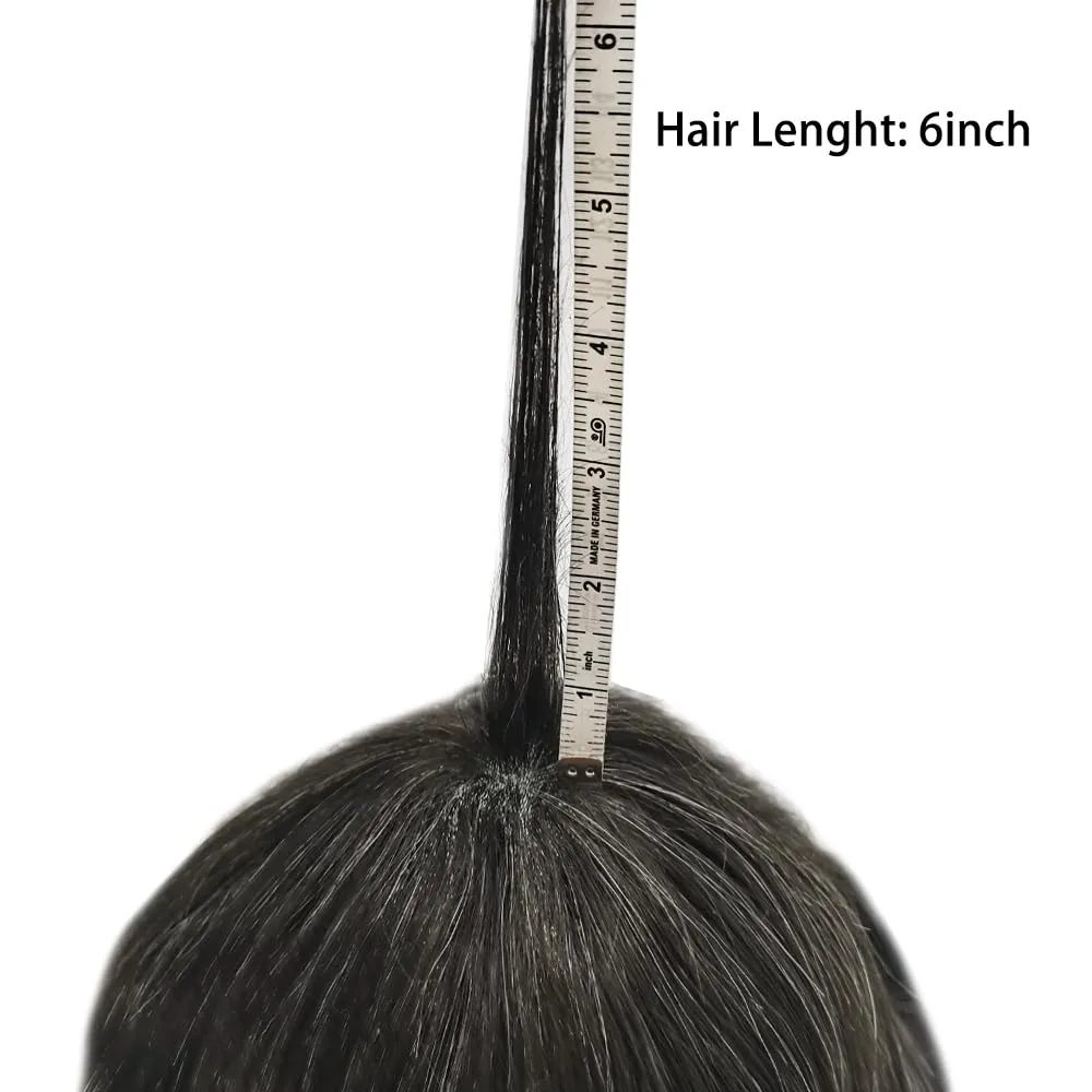 Mens Toupee Human Hair French Lace Hair Pieces For Men Toupee For Men Hair System 100% Human Hair Replacement System For Men Hair Pieces 7x10 100% light to Medium density#1B20 1B# OFF BLACK 20% GREY