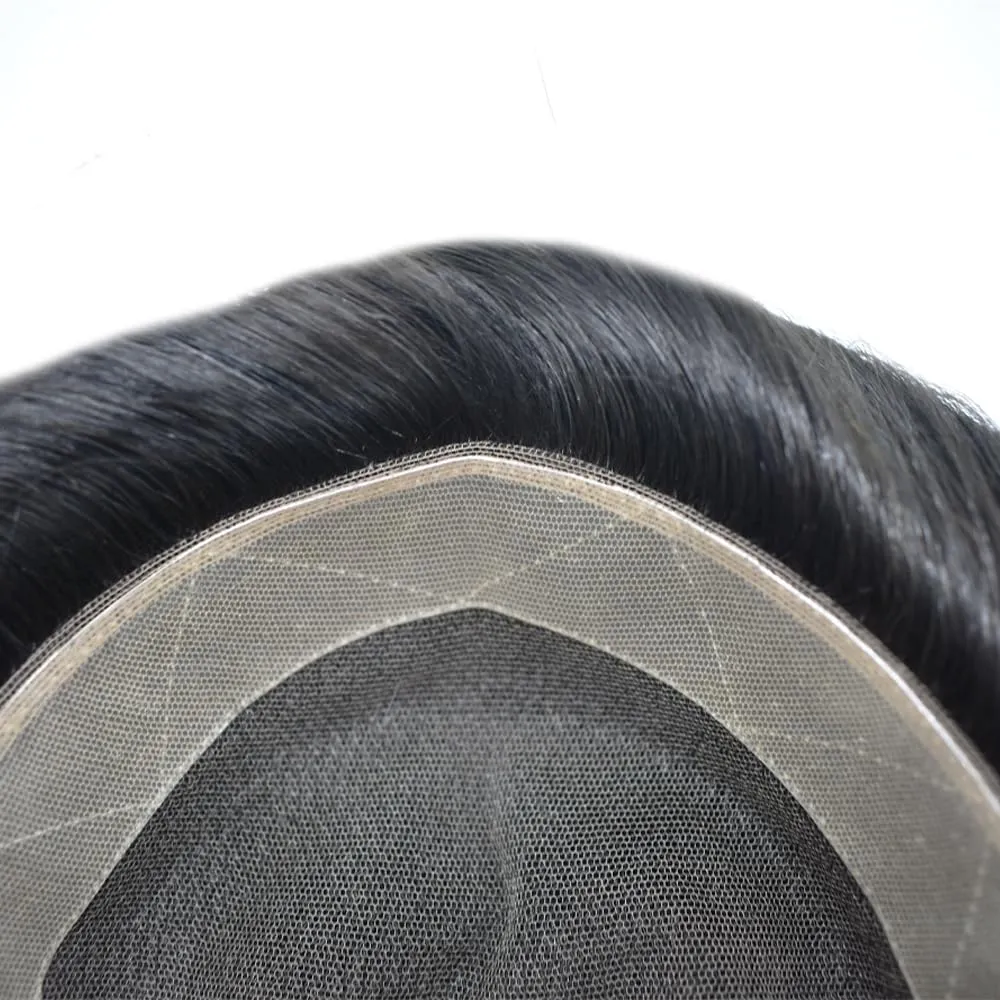 Mens Toupee Human Hair French Lace Hair Pieces For Men Toupee For Men Hair System 100% Human Hair System For Men Hair Pieces 6x8 100% light to Medium density#1720 17# DARK ASH BLONDE 20% GREY