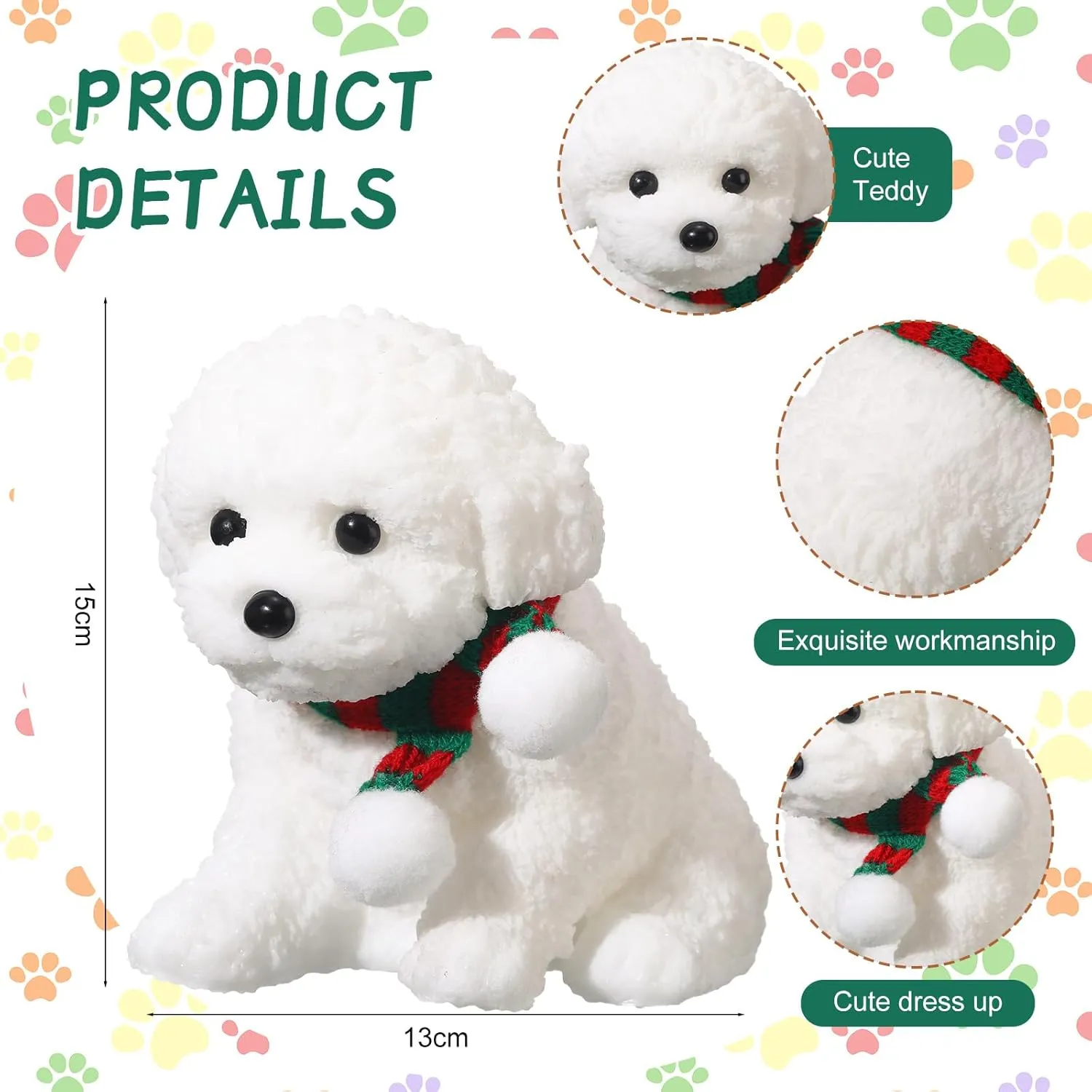 Meooeck Handmade Squishy Dog Stress Relief Large Cute Teddy Squishy Soft Dog Sensory Toys Kawaii Stress Relief for Adults (White Color)