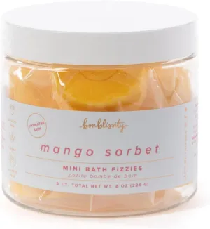 Mini Bath Bombs for Women, 8 pcs - Mango Sorbet Scented Fizzies, Multipurpose Moisturizing Bath Bomb, Shower Steamer, or Foot Soak, Home Aromatherapy with Hydrating Natural Oils
