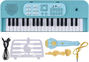Mini Piano Keyboard, 37 Key Small Keyboard Piano with Microphone and Music Score Stand for Boys Grils Beginners Birthday Gift (Green)