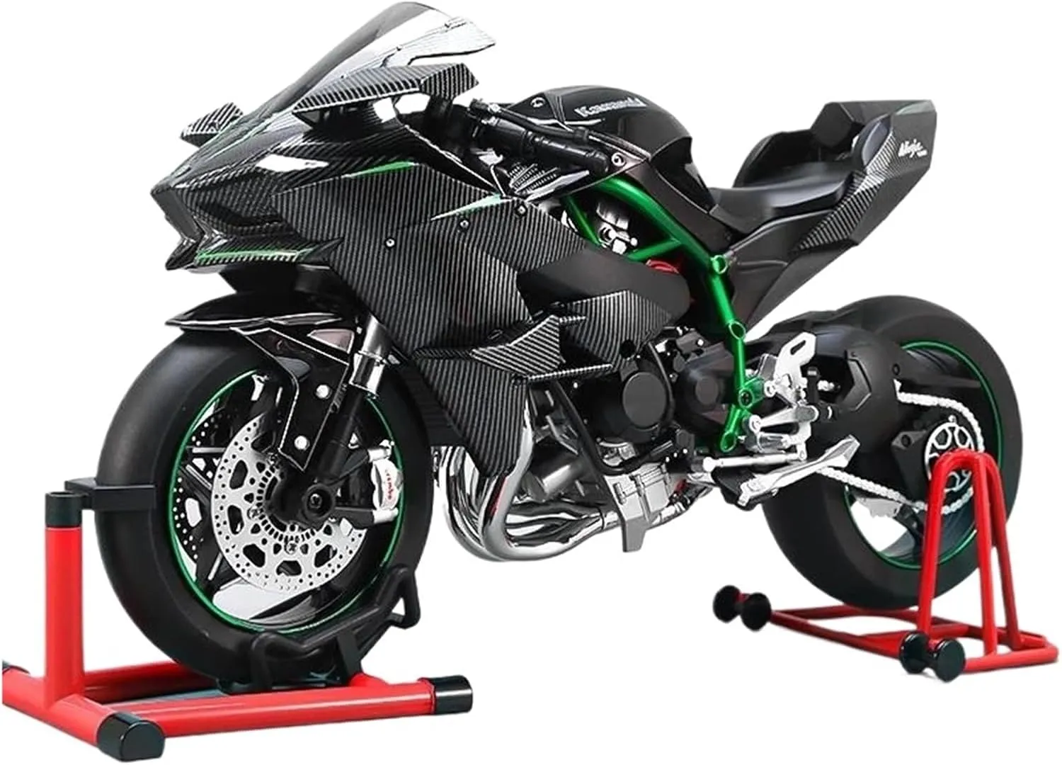 Mini Simulation Motorcycle Toys 1:6 for Kawasaki H2R Bootable Sprayable Dynamic Alloy Metal Motorcycle Model Sound Light Collectibles Hobbies Adult for Boys(Black)
