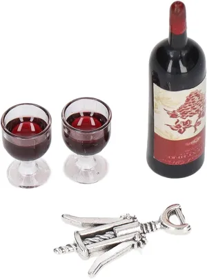 Mini Wine Bottles Set, 1:12 Scale Doll House Accessories, Miniature Doll Bottles with Bottle Opener, for Dollhouse Fairy Garden Pub Bar Dolls House