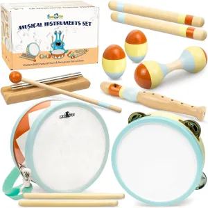 MINIARTIS Toddler Musical Instruments - Montessori Musical Toys for Toddlers 1-3 | Modern Boho Baby Drum Set with Neutral Colors Wooden Percussion Instruments | Kids Preschool Educational 3 
