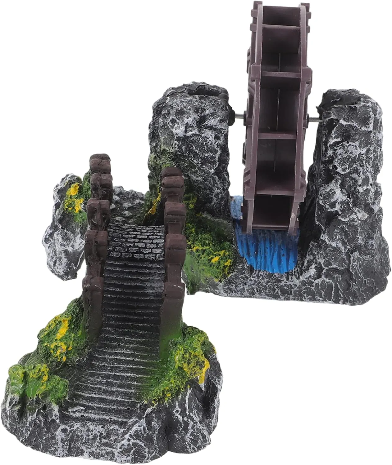 Miniature Water Wheel Bridge Adornment for Aquarium Decoration Durable and Stylish Fish Tank Supplies Fake Bridge Ornament for DIY Garden Projects