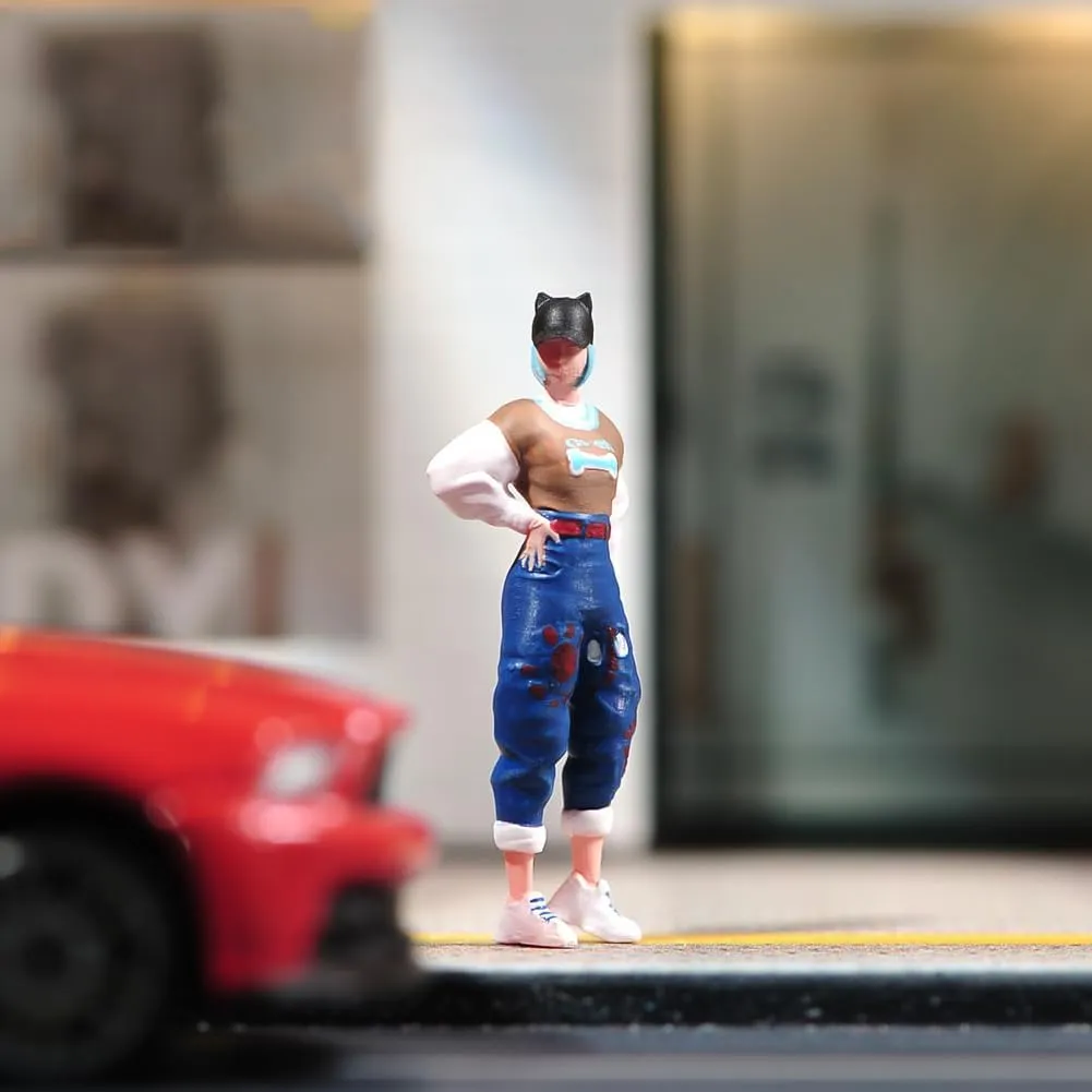 Miniatures Diorama 1/87 1/64 1/43 1/24 Scale Standing Beauty Girl Figures Model DIY Creative Photography Scene Props for Cars Toys (Painted, 1:64 Scale)