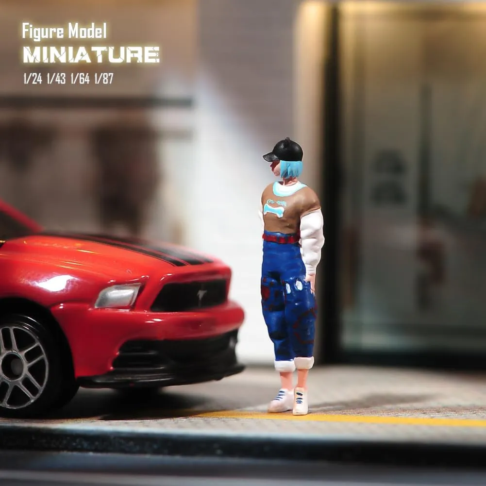 Miniatures Diorama 1/87 1/64 1/43 1/24 Scale Standing Beauty Girl Figures Model DIY Creative Photography Scene Props for Cars Toys (Painted, 1:64 Scale)