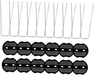 Mipcase 15sets U-Shaped Ground Stakes U-Stakes Gaskets for Gardening Lawn Fixing Tent Anchoring and Outdoor Use Reusable for Tarp Fences and Landscape Projects