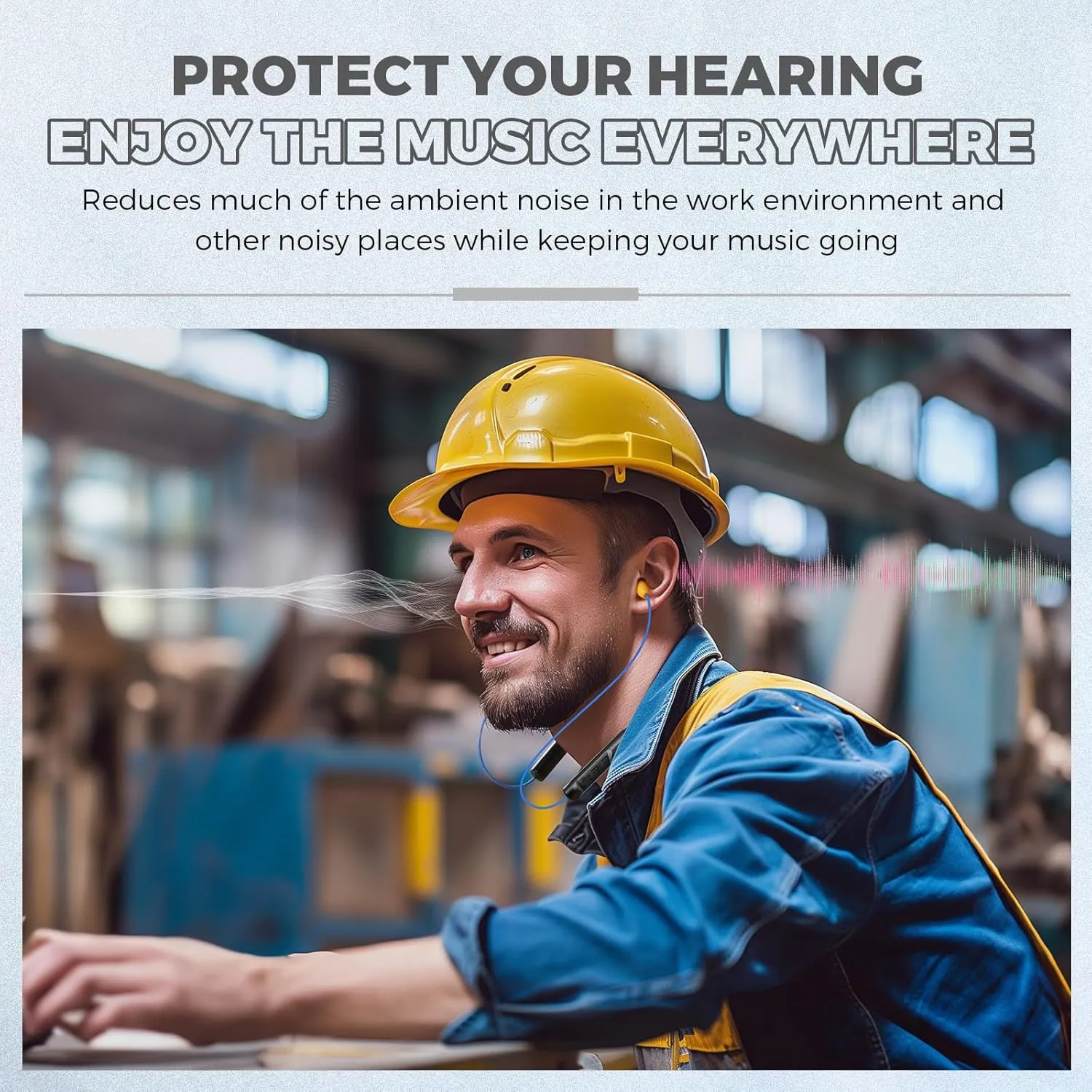 MIPEACE Bluetooth Earplug Headphones, Neckband Wireless Earbuds earplugs-29db Noise Reduction isolating in-Ear earplug Earphones and Controls,IPX5 sweatproof,19 Hour Battery(Blue)