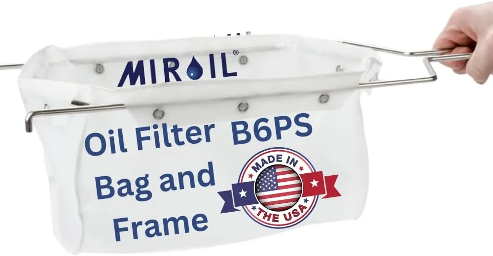 MirOil B6PS Fryer Filter Bag & Frame COMBO, Maintain Qualty & Taste of Fried Foods, Reduce Oil Contaminants, Extends Oil Life, Handles Hot & Cold Cooking Oil Filter, Suitable for 70 Lb. Polishing Oil