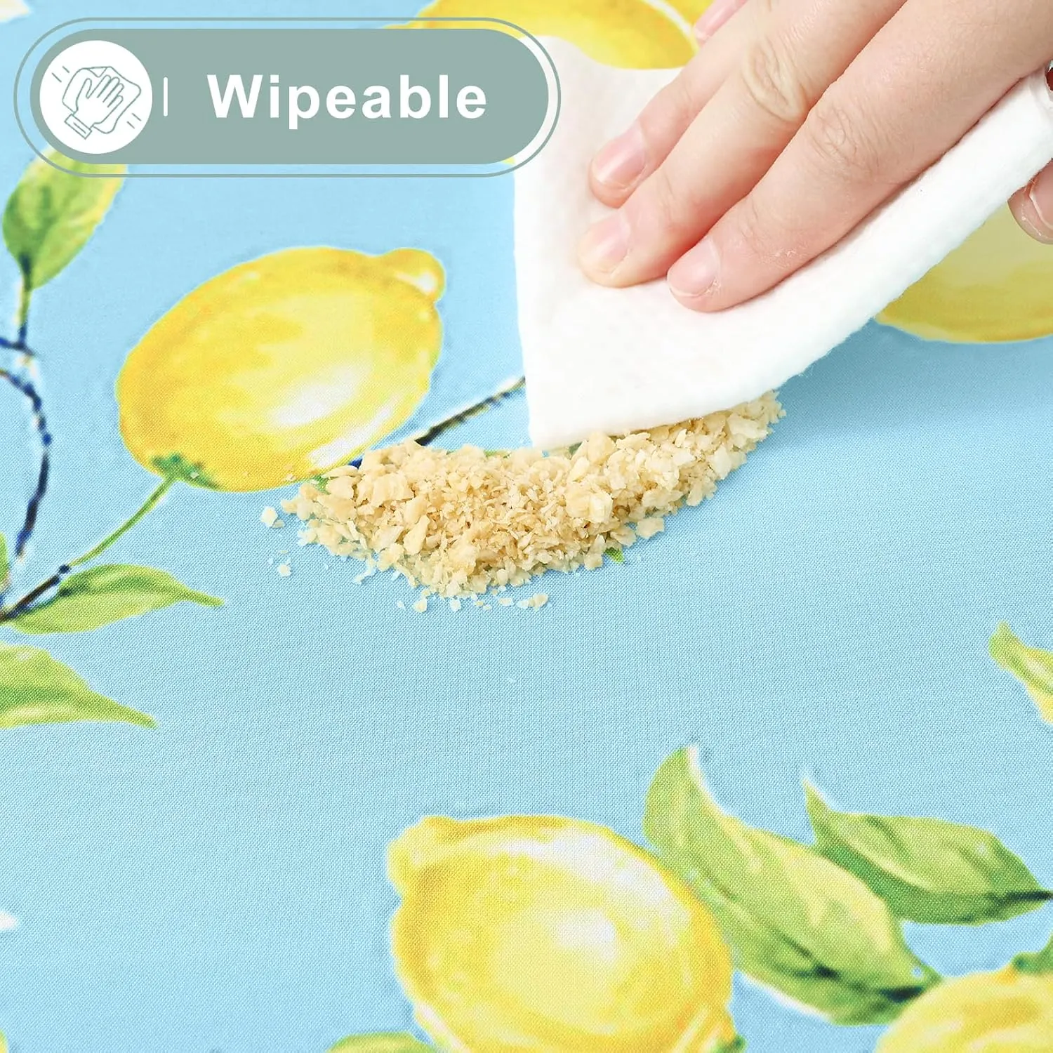 misaya Picnic Table Cover with Bench Cover, Waterproof Elastic Fitted Tablecloth for 6 Foot Tables, Rectangle Washable Polyester Fabric Tablecloths for Picnic, Camping, Outdoor (Lemon, 30" x 72")