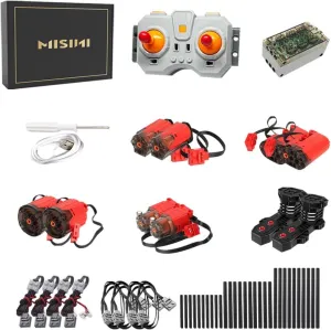 MISINI Red Burst Motors kit,50/pcs Power Functions Set, Including XL/L/M/Servo/Monster Power up Pack, Adjustable Speed Remote Control, 6 Channel Battery Box, MOC Bricks Car Motor