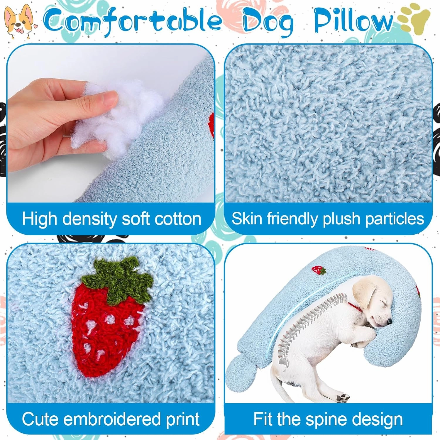 Mity Rain Question Mark Dog Calming Pillow for Spin, Ultra Soft High Density Neck Pillow for Joint Relief Sleeping Improve, Pet Calming Toy for Small/Medium/Large Dogs (Large)