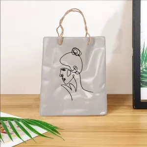 Modern Art Flower Vase, Custom Ceramic Handbag Flower Vase (Gray W5.4 xH6.2)