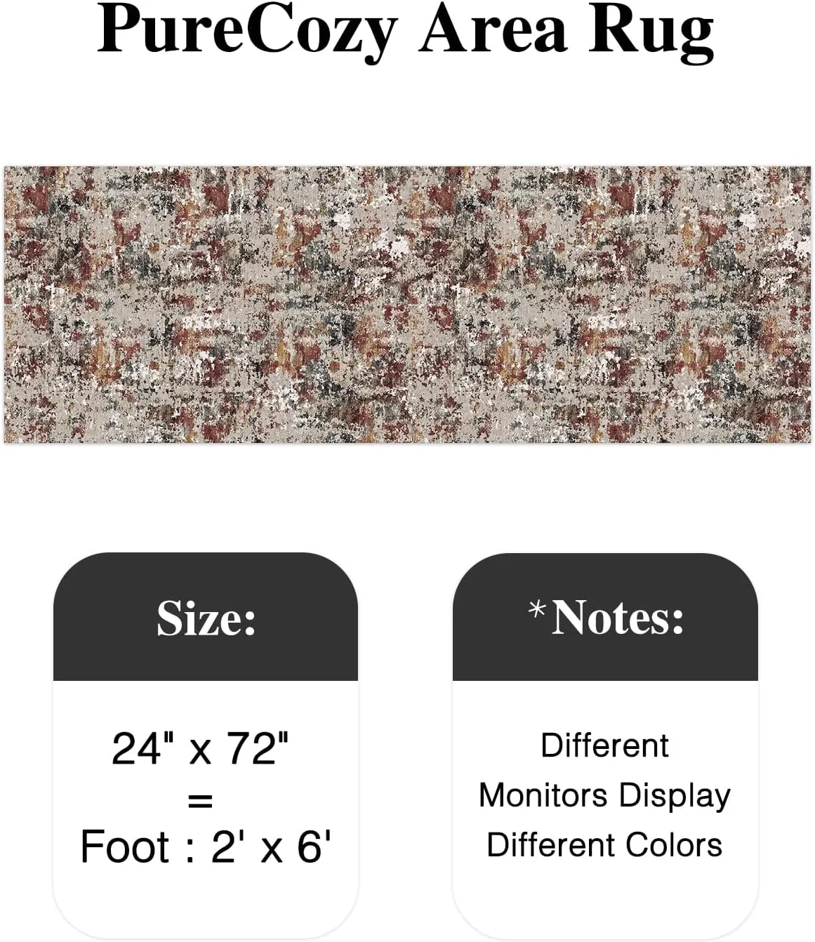 Modern Brown Runner Rug 2x6 Washable Hallway Red Brown Multi Bedroom Carpet Non Slip Kitchen Indoor Accent Neutral Abstract Distressed Throw Rug Dining Laundry Living Room Bathroom