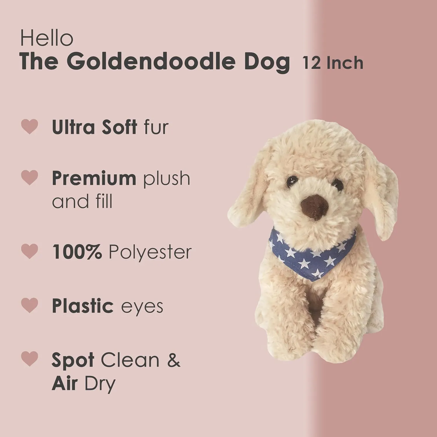 MON AMI Bentley The Goldendoodle Dog Stuffed Animal – 12”, Hand Crafted & Soft Cuddly Dog Plush Toy Gifts for Little Boys/Girls & Kids of All Ages, Great