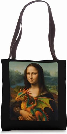 Mona Lisa and Her Pet Dragon Tote Bag