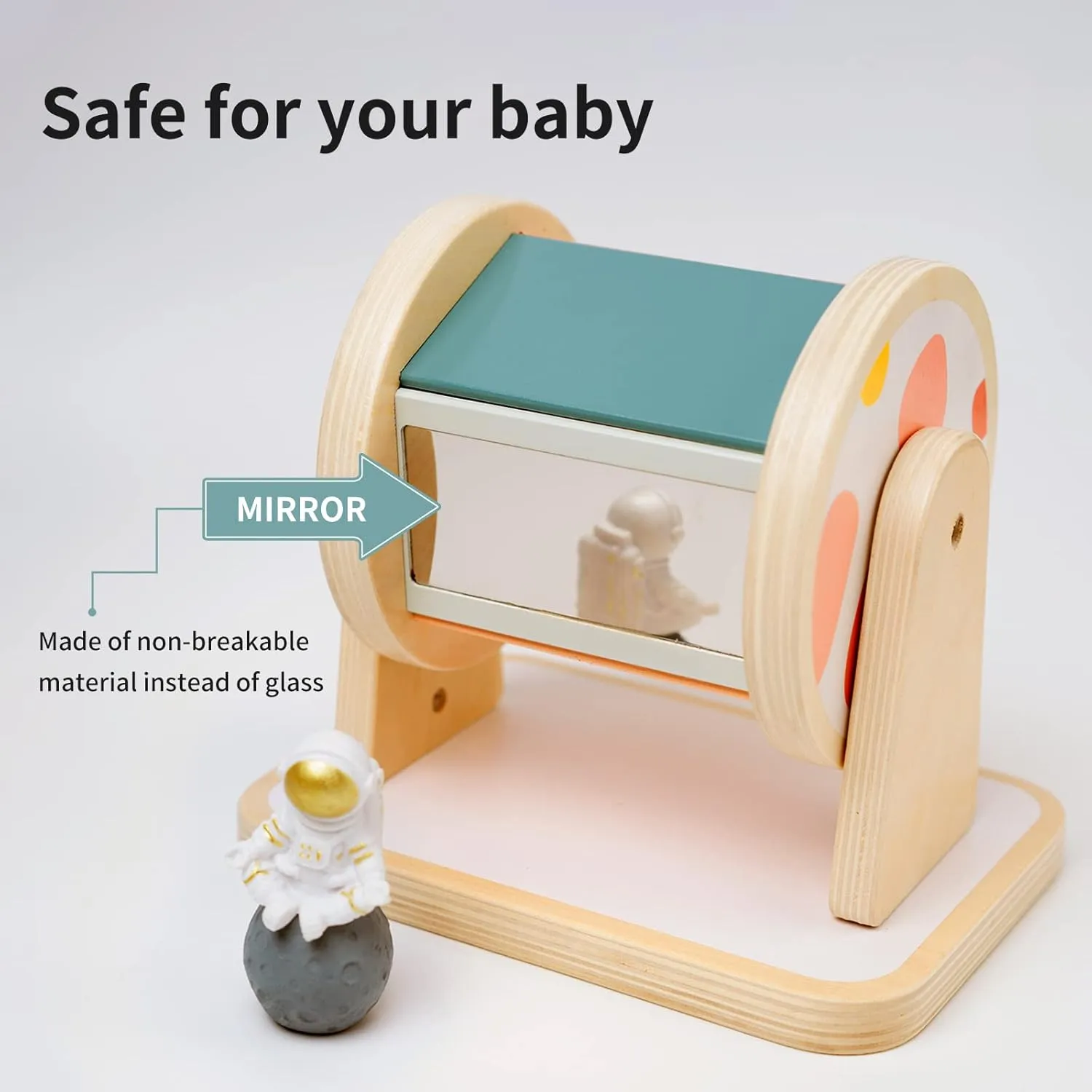 Montessori Spinning Drum, Montessori Toys for Babies 6-12 Months, Montisory Baby Toys for 1 Year Old Infant, Wooden Toy for Baby