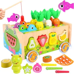Montessori Toys for 1 Year Old, Wooden Shape Sorter for Infants and Toddlers, Gift for 1 2 3 4 Year Old Boys and Girls, Sensory Toys for Toddlers，Activity Cube，Baby First Birthday Gift