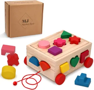 Montessori Wooden Educational Toy - Girls, Boys, Kids - Color and Shapes - Sorting and Stacking Activity