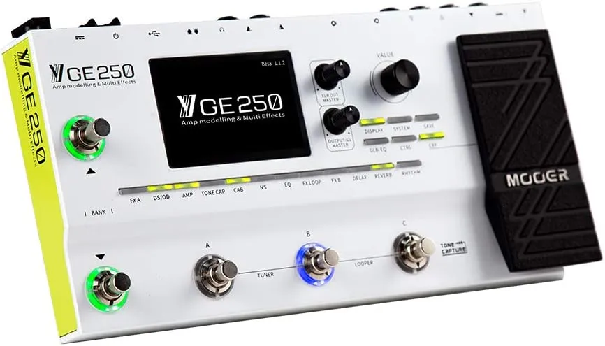 MOOER GE250 Multi Effects Processor with FX Loop, Tone Capture, MIDI Function, Global EQ, Drum Machine, Stereo Looper
