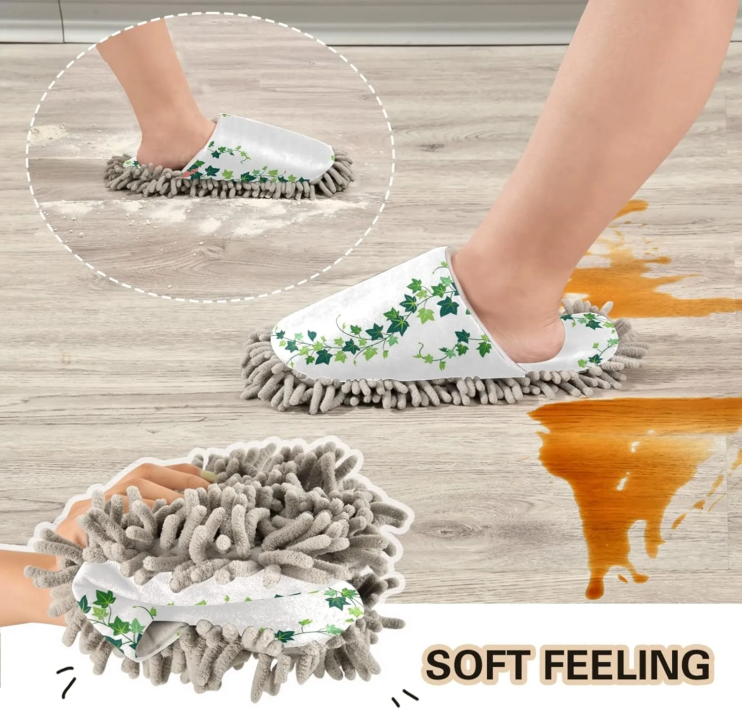 Mop Slippers Shoes, Unisex Cleaning House Slippers Spa Dusting Slippers M-L