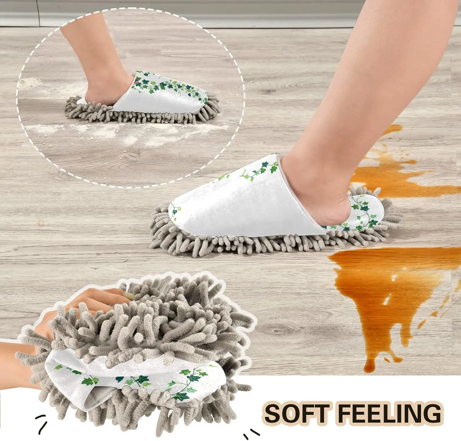 Mop Slippers Shoes, Unisex Cleaning House Slippers Spa Dusting Slippers M-L