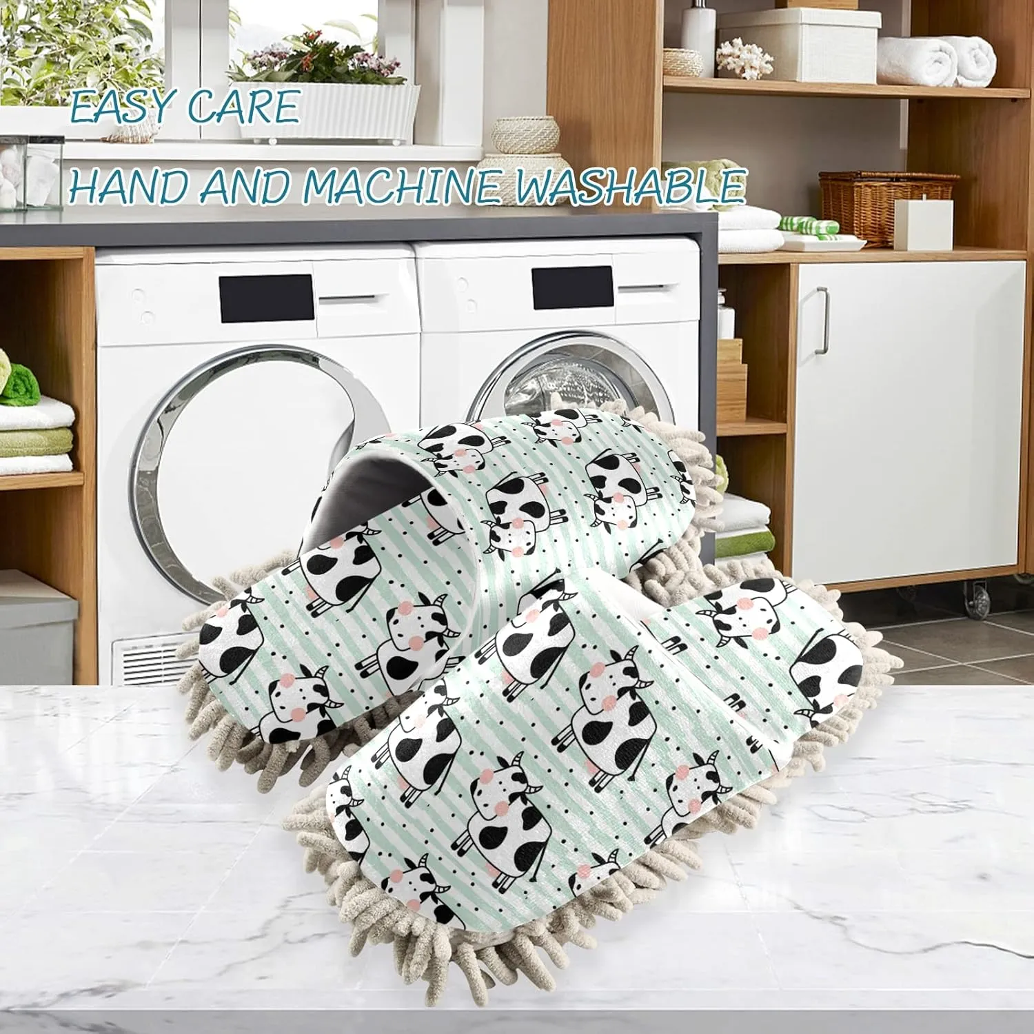 Mop Slippers Shoes, Unisex Cleaning House Slippers Spa Dusting Slippers M-L