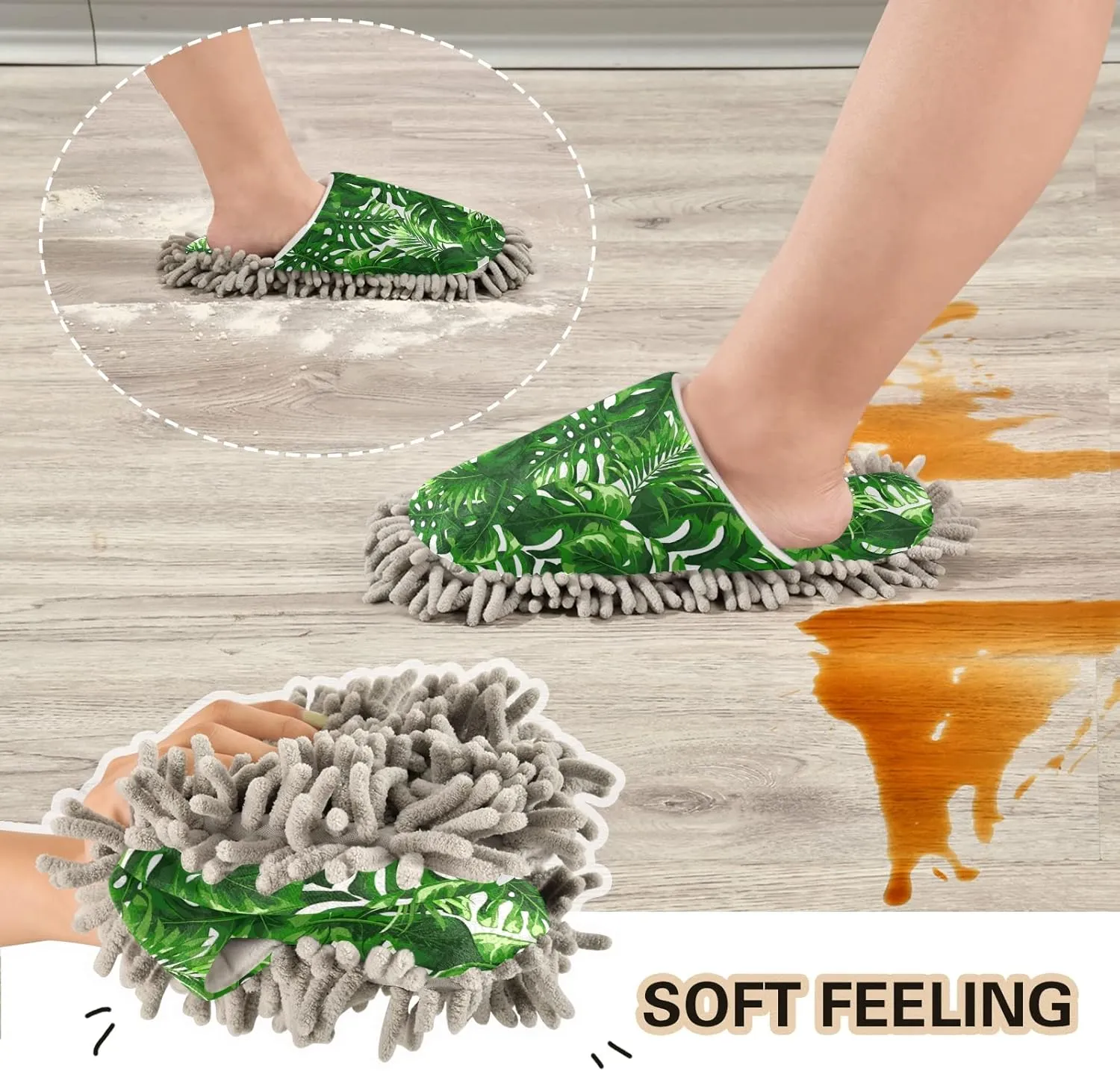 Mop Slippers Shoes, Unisex Cleaning House Slippers Spa Dusting Slippers M-L