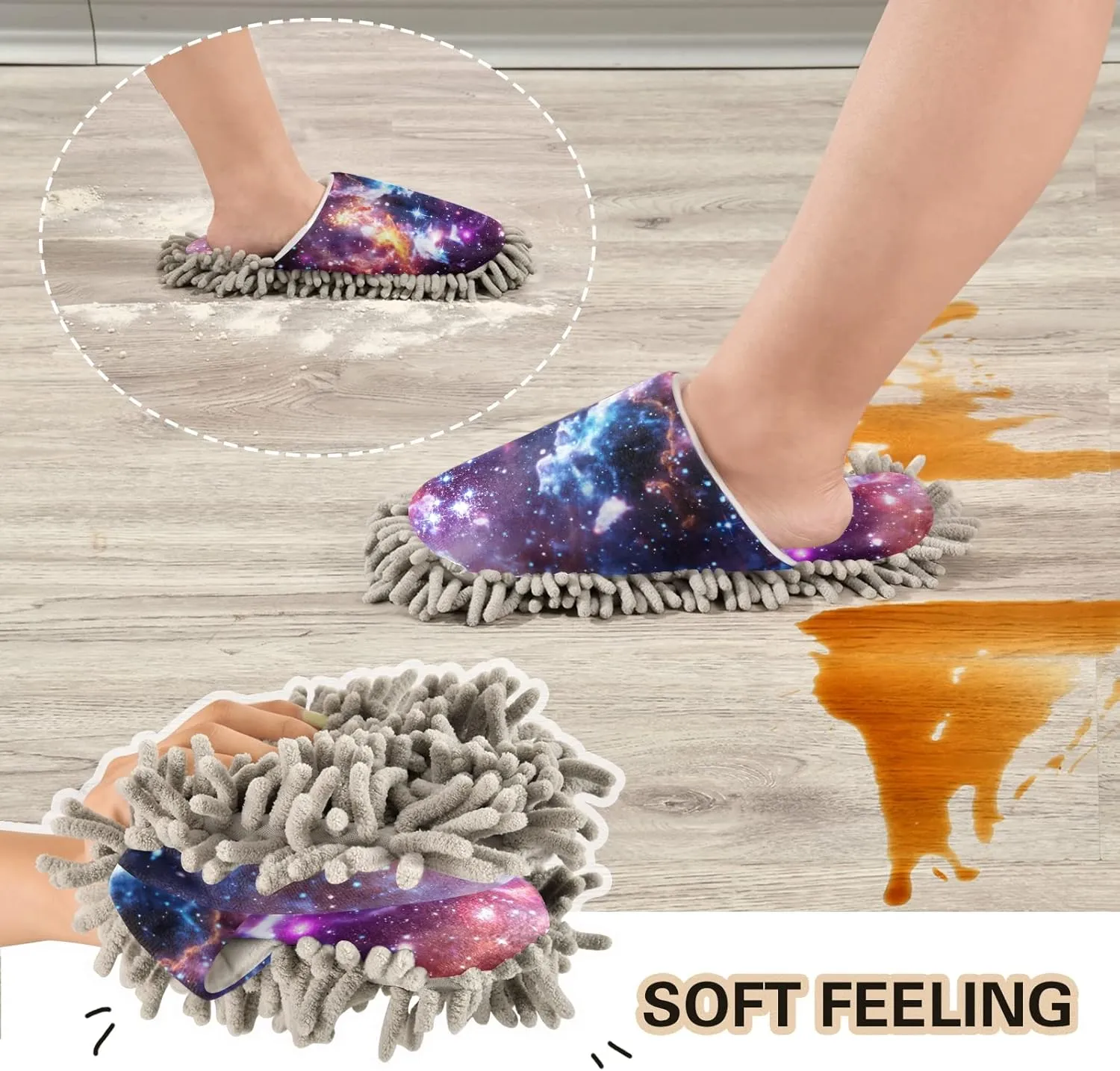 Mop Slippers Shoes, Unisex Cleaning House Slippers Spa Dusting Slippers M-L