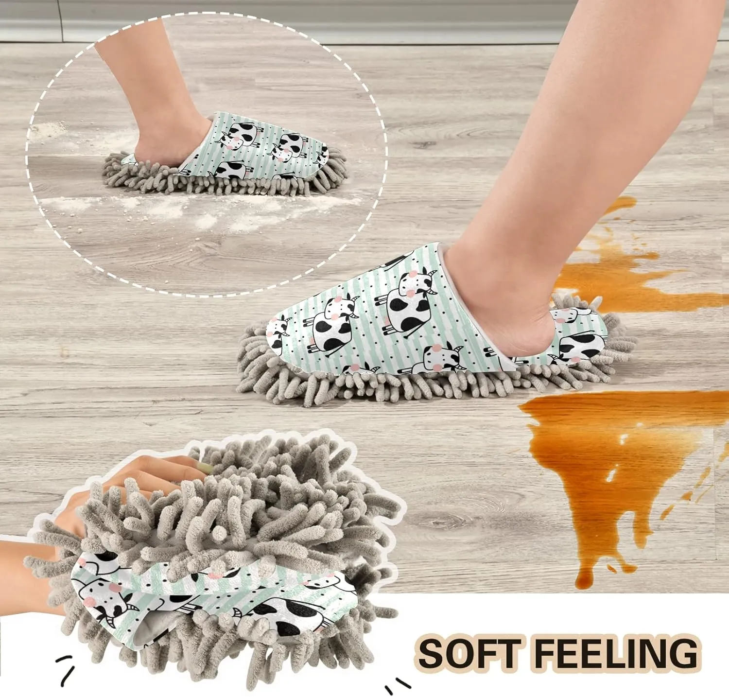 Mop Slippers Shoes, Unisex Cleaning House Slippers Spa Dusting Slippers M-L