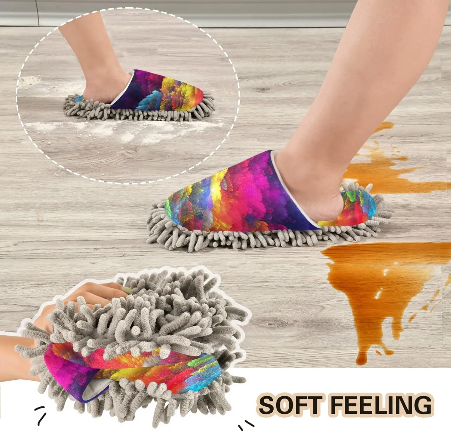 Mop Slippers Shoes, Unisex Cleaning House Slippers Spa Dusting Slippers M-L
