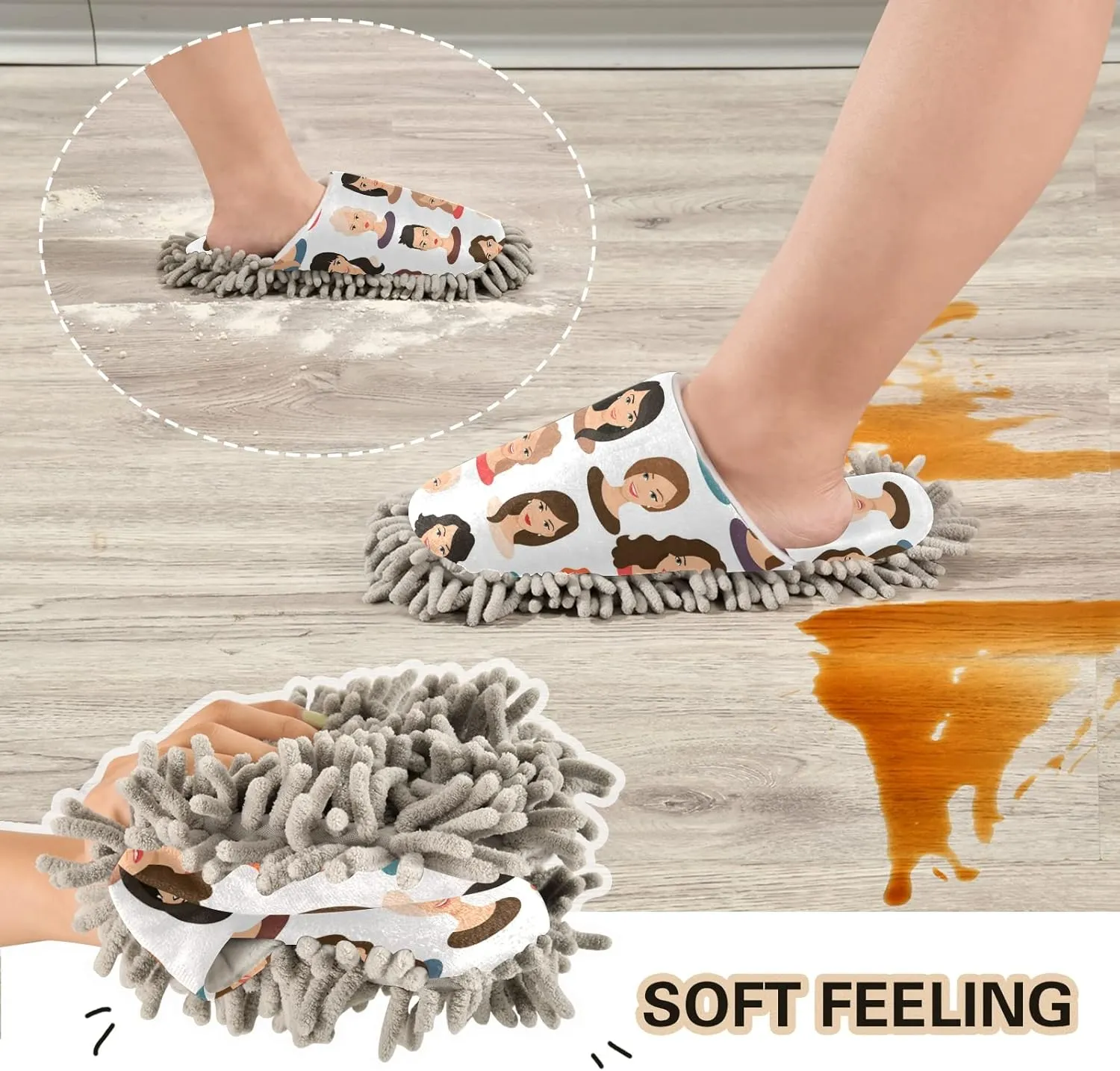 Mop Slippers Shoes, Unisex Cleaning House Slippers Spa Dusting Slippers M-L